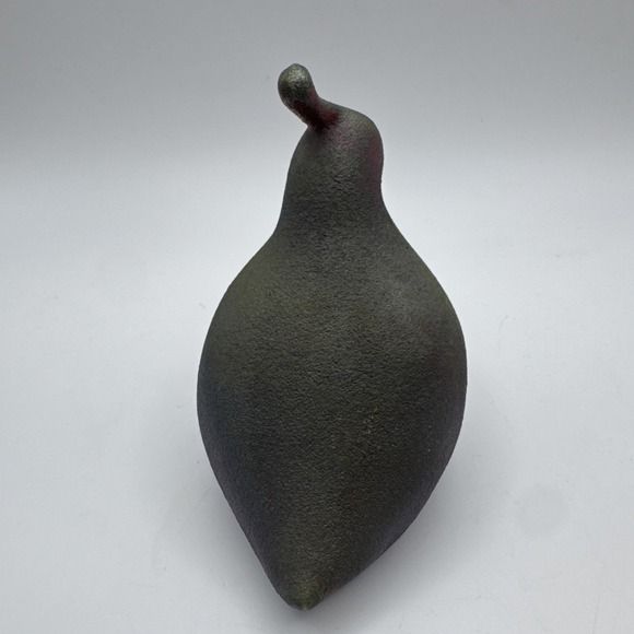 Raku Art Pottery Quail Bird Figurine Iridescent Green Signed Jeremy Diller - Picture 2 of 7